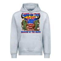 Heather Grey land of the free because of the brave Urban Hoodie - texasbilliewilder