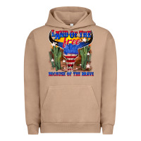 Pigment Burro land of the free because of the brave Urban Hoodie - texasbilliewilder