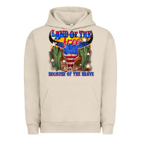 Pigment French Oak land of the free because of the brave Urban Hoodie - texasbilliewilder
