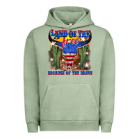 Pigment Oil Green land of the free because of the brave Urban Hoodie - texasbilliewilder