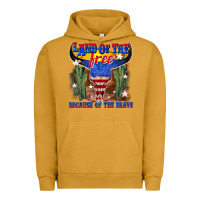 Pigment Peanut Butter land of the free because of the brave Urban Hoodie - texasbilliewilder