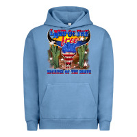 Pigment Pebble Blue land of the free because of the brave Urban Hoodie - texasbilliewilder