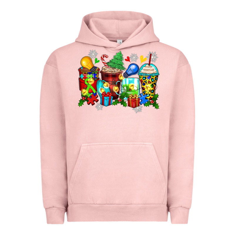 Autism Christmas Coffee Cups Urban Hoodie by Zillion Design Studio | Teevron