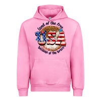 Fuchsia Pink land of the free usa because of the brave billie w Urban Hoodie - texasbilliewilder