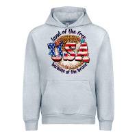 Heather Grey land of the free usa because of the brave billie w Urban Hoodie - texasbilliewilder