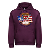 Mauve Wine land of the free usa because of the brave billie w Urban Hoodie - texasbilliewilder