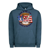 Pigment Midnight Navy land of the free usa because of the brave billie w Urban Hoodie - texasbilliewilder