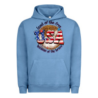 Pigment Pebble Blue land of the free usa because of the brave billie w Urban Hoodie - texasbilliewilder