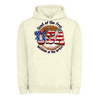 Pigment Pistachio land of the free usa because of the brave billie w Urban Hoodie - texasbilliewilder