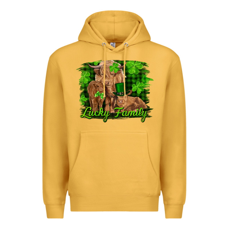St Patrick's Day Lucky Cow Family Premium Hoodie by RanaPortraitStore | Teevron