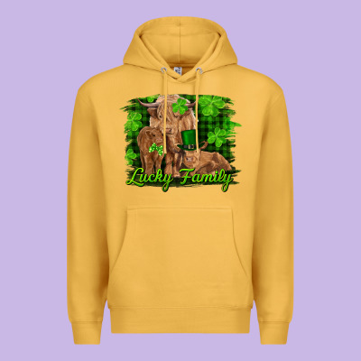 St Patrick's Day Lucky Cow Family Premium Hoodie Designed By Ranaportraitstore