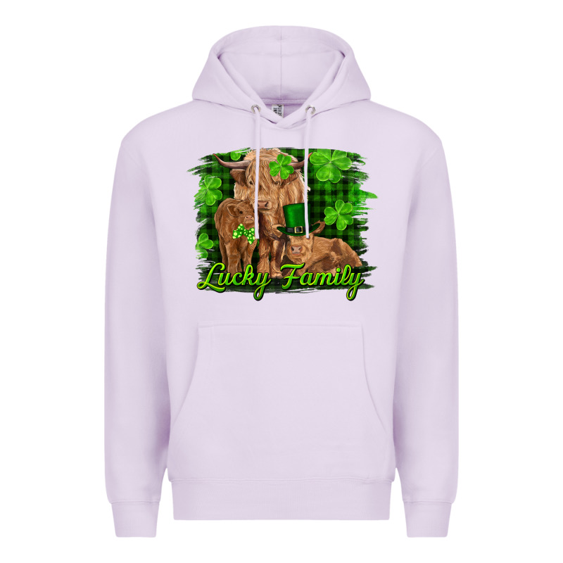 St Patrick's Day Lucky Cow Family Premium Hoodie by RanaPortraitStore | Teevron