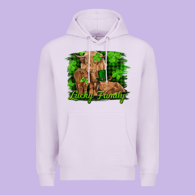 St Patrick's Day Lucky Cow Family Premium Hoodie Designed By Ranaportraitstore