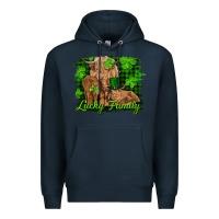 Navy st patrick's day lucky cow family Premium Hoodie - RanaPortraitStore