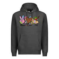 Charcoal Heather peace love art Premium Hoodie - texasbilliewilder