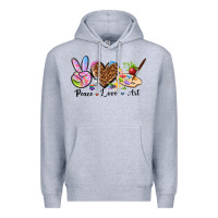 Heather Grey peace love art Premium Hoodie - texasbilliewilder