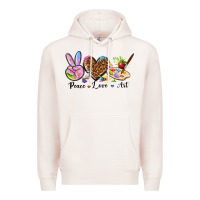 Pale Pink peace love art Premium Hoodie - texasbilliewilder