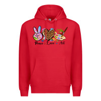 Red peace love art Premium Hoodie - texasbilliewilder