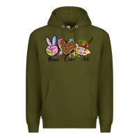 Army Green peace love art Premium Hoodie - texasbilliewilder