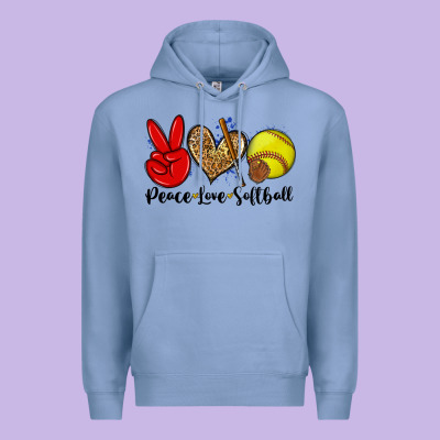 Peace Love Softball Premium Hoodie Designed By Zillion Design Studio