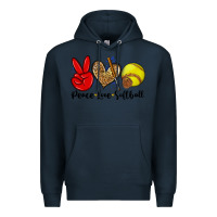 Navy peace love softball Premium Hoodie - Zillion Design Studio
