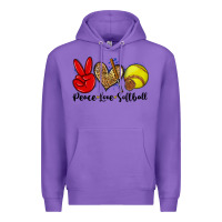 Purple peace love softball Premium Hoodie - Zillion Design Studio