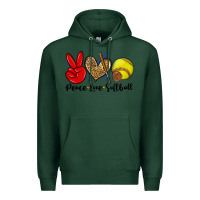 Sports Green peace love softball Premium Hoodie - Zillion Design Studio