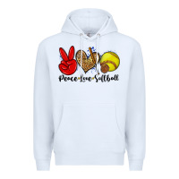 White peace love softball Premium Hoodie - Zillion Design Studio