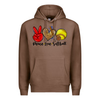Chestnut peace love softball Premium Hoodie - Zillion Design Studio