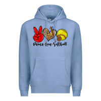 Colony Blue peace love softball Premium Hoodie - Zillion Design Studio