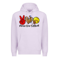Lilac peace love softball Premium Hoodie - Zillion Design Studio