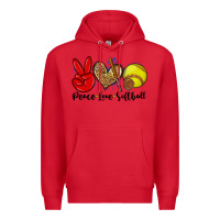 Red peace love softball Premium Hoodie - Zillion Design Studio