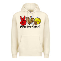 Sandshell peace love softball Premium Hoodie - Zillion Design Studio
