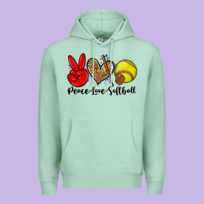 Peace Love Softball Premium Hoodie Designed By Zillion Design Studio