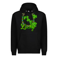 Black lucky shamrock horseshoe Premium Hoodie - RanaPortraitStore