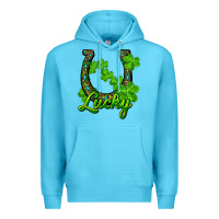 Ocean Blue lucky shamrock horseshoe Premium Hoodie - RanaPortraitStore