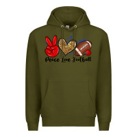 Army Green peace love football Premium Hoodie - Zillion Design Studio