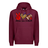Burgundy peace love football Premium Hoodie - Zillion Design Studio