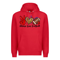 Red peace love football Premium Hoodie - Zillion Design Studio