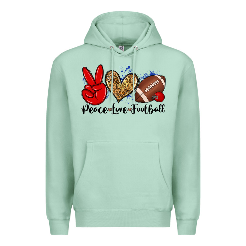 Peace Love Football Premium Hoodie by Zillion Design Studio | Teevron
