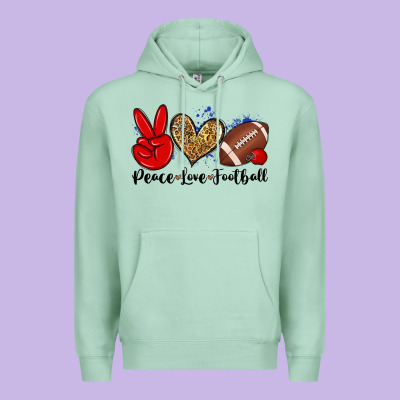 Peace Love Football Premium Hoodie Designed By Zillion Design Studio