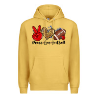 Antique Gold peace love football Premium Hoodie - Zillion Design Studio
