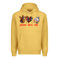 Antique Gold peace love art Premium Hoodie - texasbilliewilder