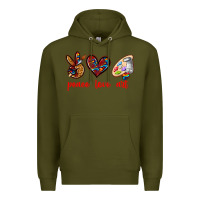 Army Green peace love art Premium Hoodie - texasbilliewilder