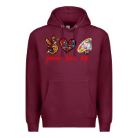 Burgundy peace love art Premium Hoodie - texasbilliewilder
