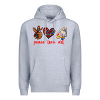 Heather Grey peace love art Premium Hoodie - texasbilliewilder