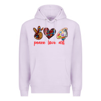 Lilac peace love art Premium Hoodie - texasbilliewilder