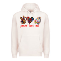 Pale Pink peace love art Premium Hoodie - texasbilliewilder