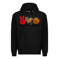 Black peace love basketball Premium Hoodie - Zillion Design Studio