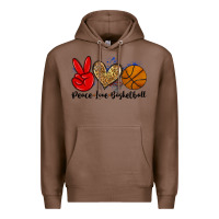 Chestnut peace love basketball Premium Hoodie - Zillion Design Studio